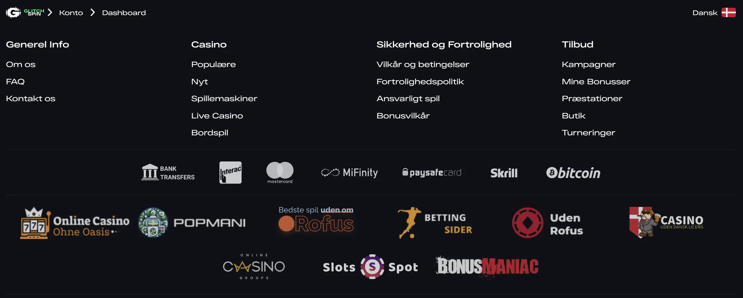 Glitchspin Casino sikkerhed og information