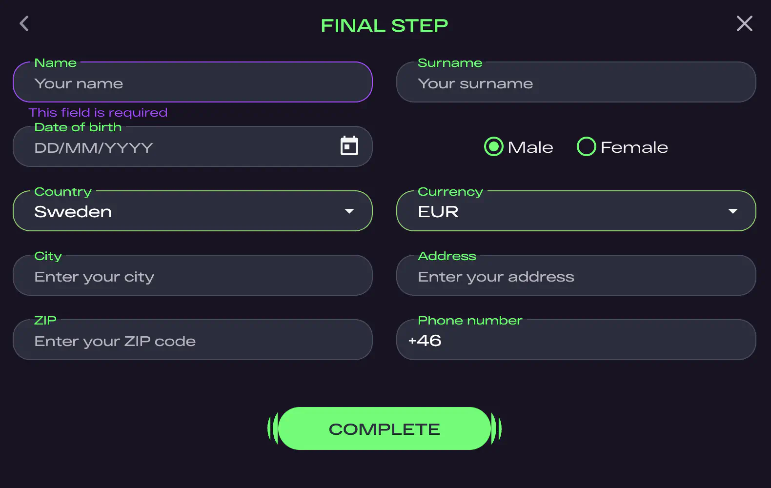 Registrering och inloggning på GlitchSpin Casino för svenskar